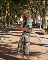 Printed 2-in-1 Short Sleeve Midi Dress