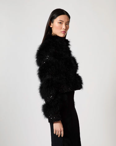 Blair Sparkle Tweed & Marabou Feather Jacket
