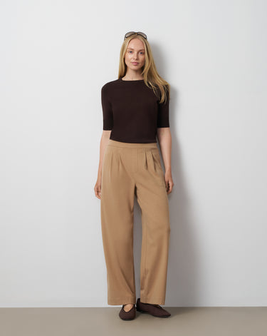 Pleated Wide Leg Pull-On Pant