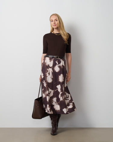 Floral Pull-On Midi Skirt