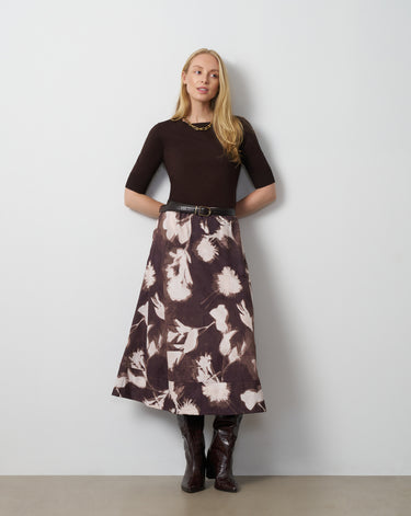Floral Pull-On Midi Skirt