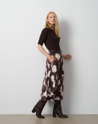 Floral Pull-On Midi Skirt