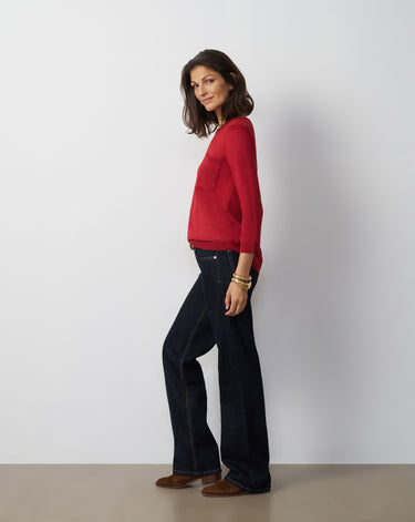 Button Back High-Low Sweater