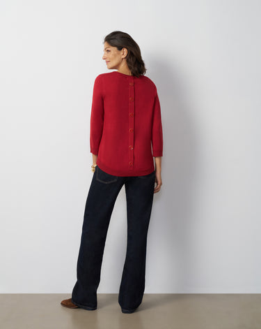 Button Back High-Low Sweater