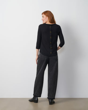 Button Back High-Low Sweater
