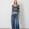 Textured Stripe V-Neck Sweater