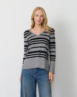 Textured Stripe V-Neck Sweater