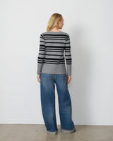 Textured Stripe V-Neck Sweater