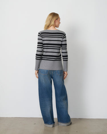 Textured Stripe V-Neck Sweater