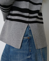 Textured Stripe V-Neck Sweater