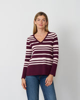 Textured Stripe V-Neck Sweater