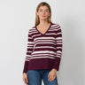 Textured Stripe V-Neck Sweater