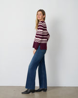 Textured Stripe V-Neck Sweater