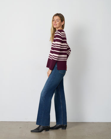 Textured Stripe V-Neck Sweater