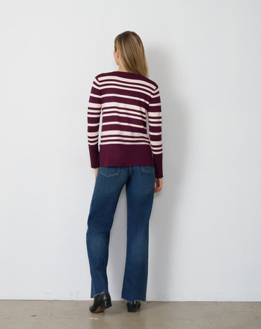 Textured Stripe V-Neck Sweater