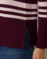 Textured Stripe V-Neck Sweater