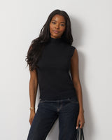 Extended Shoulder Mock Neck Sweater