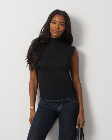 Extended Shoulder Mock Neck Sweater