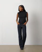 Extended Shoulder Mock Neck Sweater