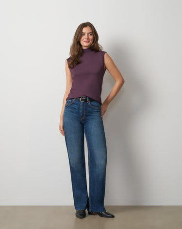 Extended Shoulder Mock Neck Sweater