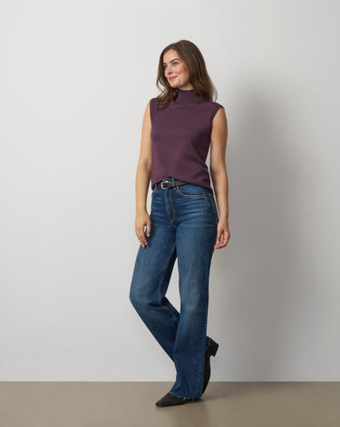Extended Shoulder Mock Neck Sweater