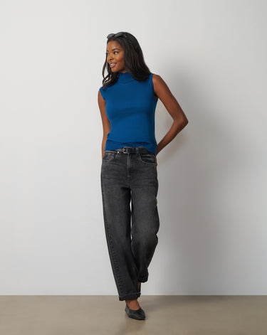 Extended Shoulder Mock Neck Sweater