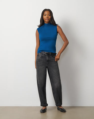 Extended Shoulder Mock Neck Sweater