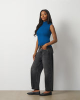 Extended Shoulder Mock Neck Sweater