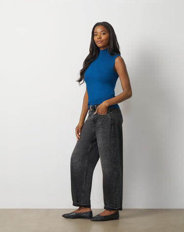 Extended Shoulder Mock Neck Sweater