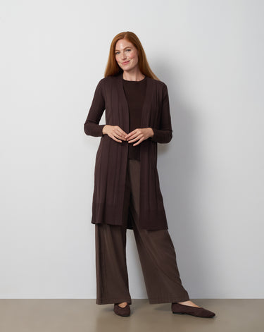 Cable Rib Open Front Duster Cardigan