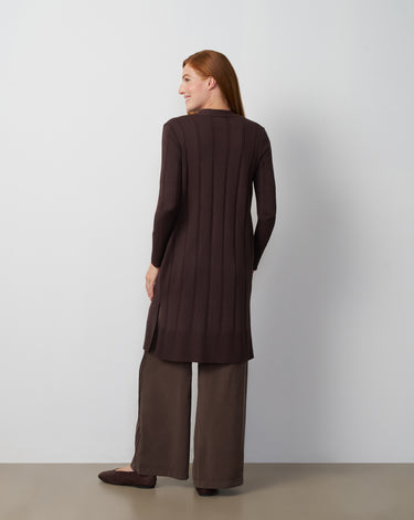 Cable Rib Open Front Duster Cardigan