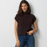 Leaf Cable Sleeveless Mock Neck Sweater