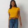 Leaf Cable Sleeveless Mock Neck Sweater