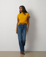 Leaf Cable Sleeveless Mock Neck Sweater