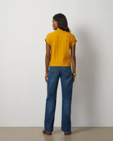 Leaf Cable Sleeveless Mock Neck Sweater