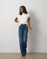 Leaf Cable Sleeveless Mock Neck Sweater