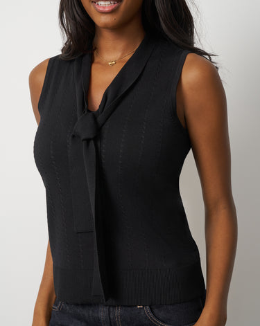 Tie Neck Sleeveless Sweater