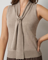 Tie Neck Sleeveless Sweater