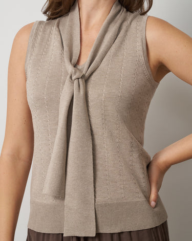 Tie Neck Sleeveless Sweater