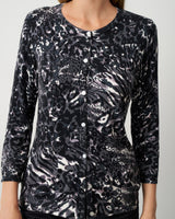 Floral Animal Print Button Front Cardigan