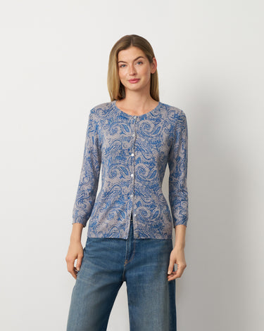 Floral Animal Print Button Front Cardigan