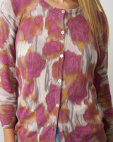 Floral Animal Print Button Front Cardigan