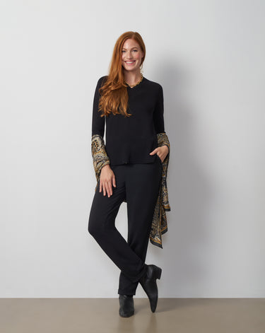 Wide Rib V-Neck Sweater