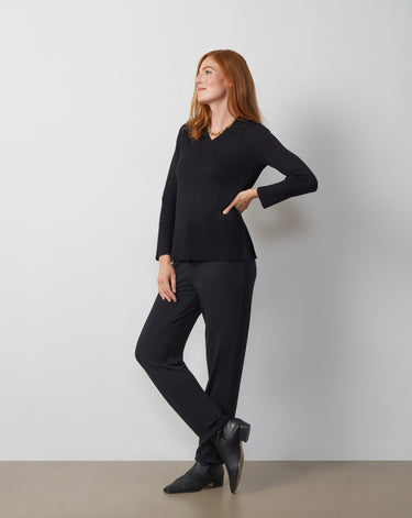 Wide Rib V-Neck Sweater