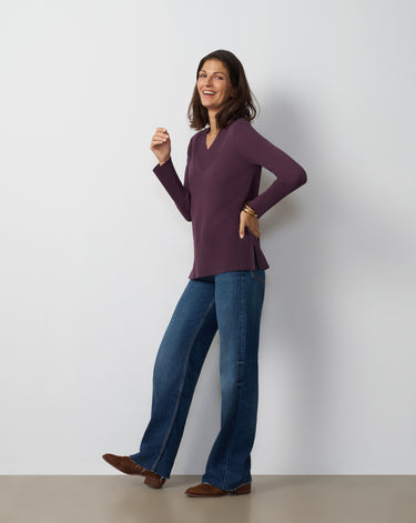 Wide Rib V-Neck Sweater