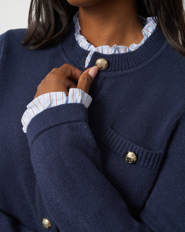 Ruffle Trim Pocket Cardigan