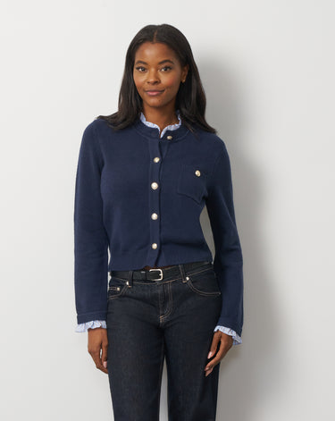Ruffle Trim Pocket Cardigan