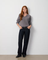 Rib Dolman V-Neck Sweater