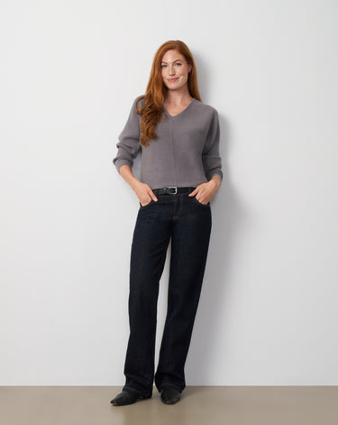 Rib Dolman V-Neck Sweater