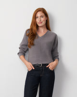 Rib Dolman V-Neck Sweater